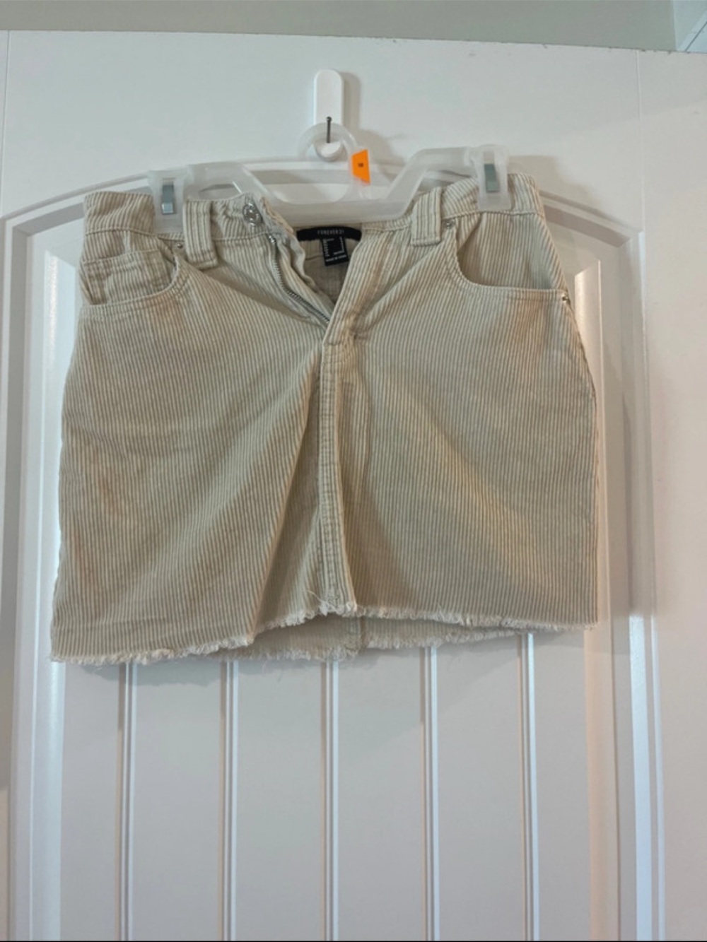 Corduroy Mini Skirt Shorts in Beige - Unbranded